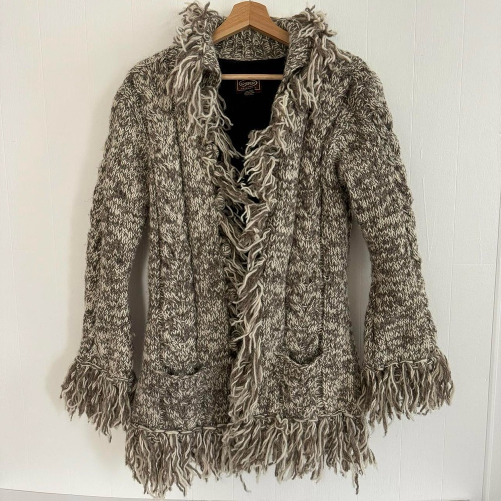 Kyber Outerwear Wool Fringe Cardigan